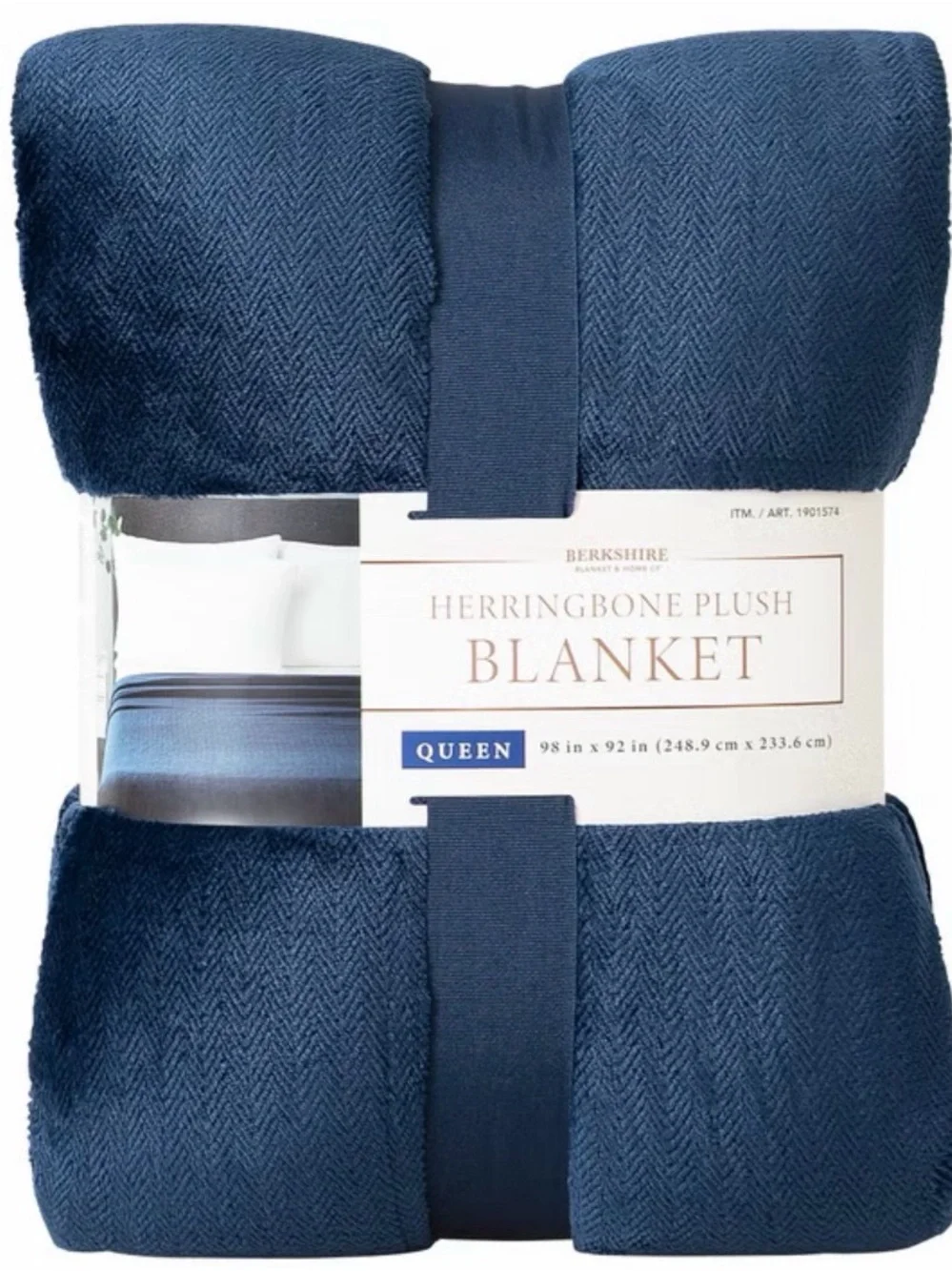 Berkshire Herringbone Plush Blanket - Deep Navy